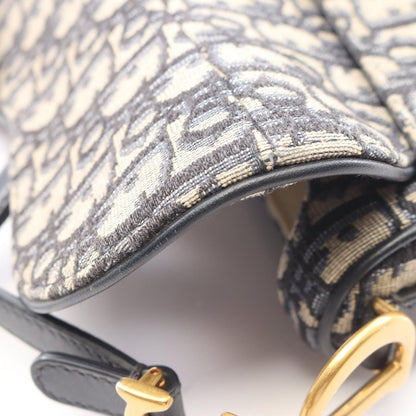 Dior Saddle Bag Mini Oblique Jacquard 2-Way Navy Canvas Leather