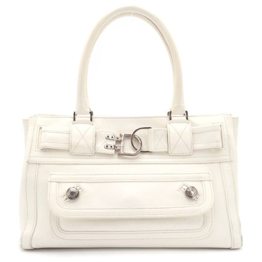 Dior Handbag White Leather Silver