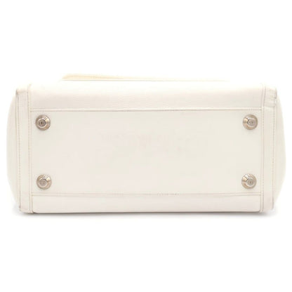 Dior Handbag White Leather Silver