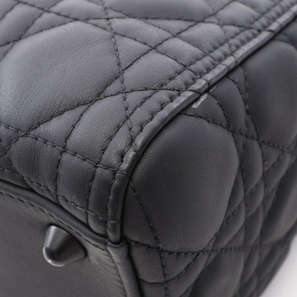 Dior Handbag Lady Dior Large Cannage Matte 2-Way Black Leather Lady Dior Tote