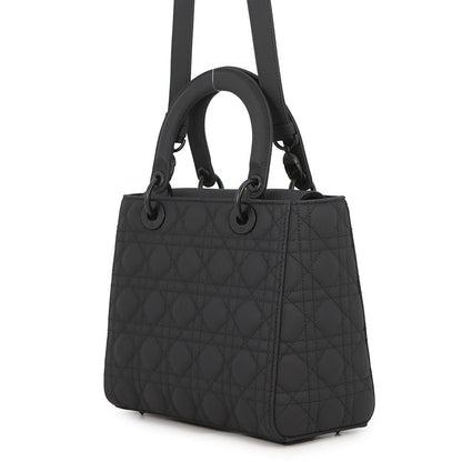 Dior Handbag Lady Ultra Matte Calfskin 2-Way Shoulder Black