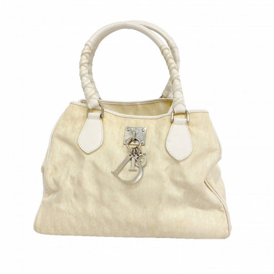 Dior Handbag Trotter Canvas Beige Silver