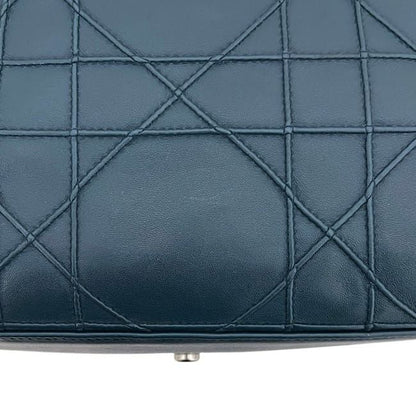 Dior Tote Granville Green Blue Cannage Handbag Leather Logo Charm Stitching