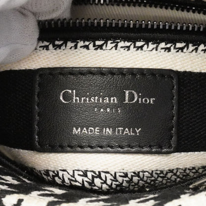 Dior Handbag Lady D Light Canvas White Black Silver 2-Way