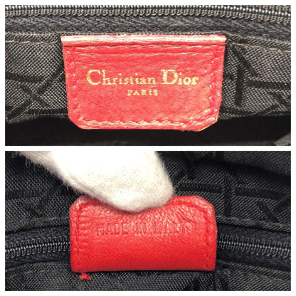 Dior Vintage Lady Cannage Red Gold Leather Handbag