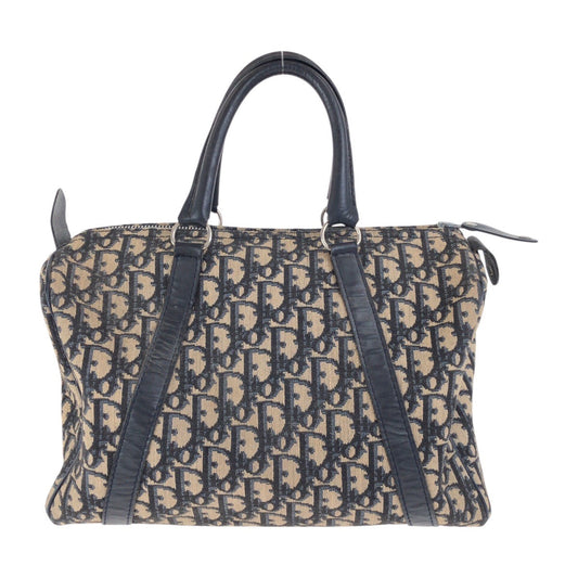 Dior Handbag canvas Navy Beige SilverMetal Trotter