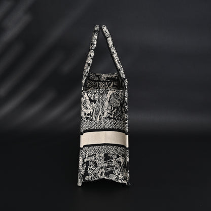 Dior Book Tote Bag – Black Toile de Jouy Embroidery