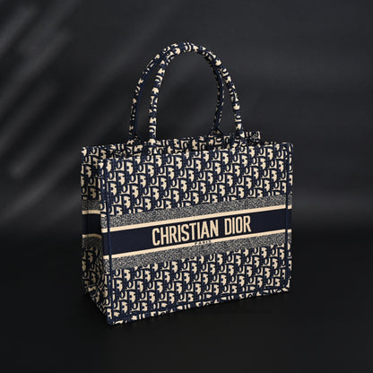 Christian Dior Large Book Tote – Blue Oblique Embroidery