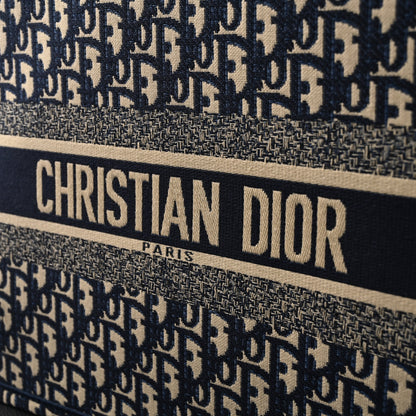 Christian Dior Large Book Tote – Blue Oblique Embroidery