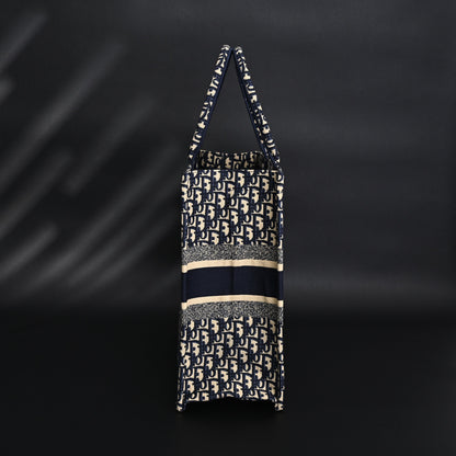 Christian Dior Large Book Tote – Blue Oblique Embroidery