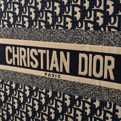 Christian Dior Large Book Tote – Blue Oblique Embroidery