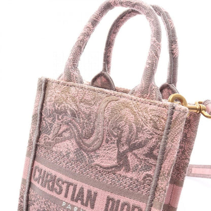 Dior Handbag Book Tote Mini Pink Gray Canvas Vertical