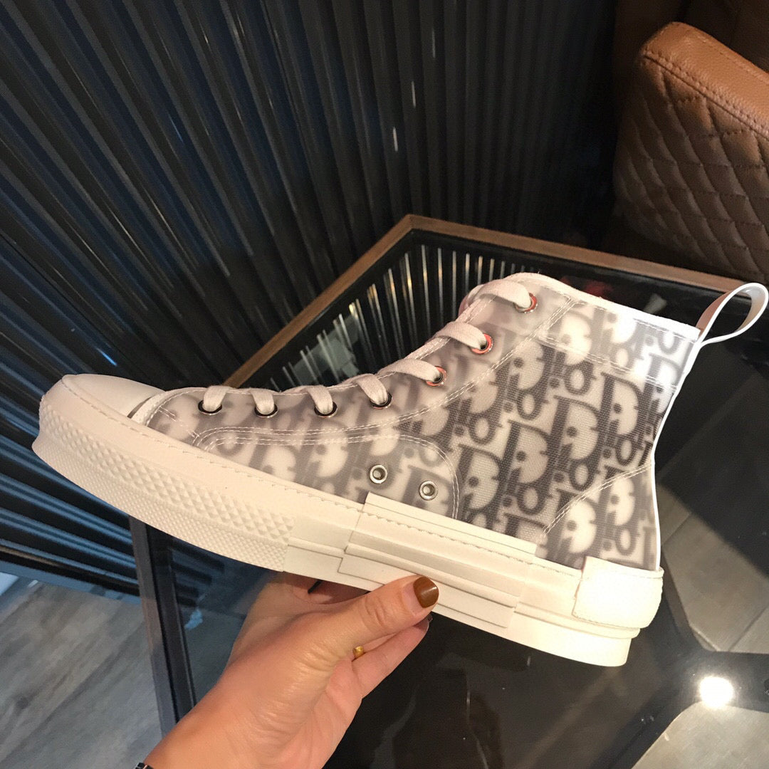 CD High Sneaker White Black Oblique Canvas