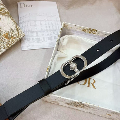 Dior CD Buckle Belt Black Leather
