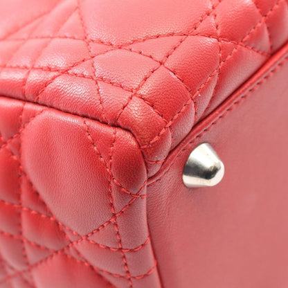Dior Handbag Lady Large Cannage Red Leather 2-Way