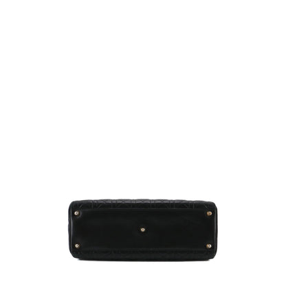DIOR - Large Lady Dior handbag in vintage black cannage leather