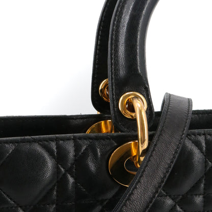 DIOR - Large Lady Dior handbag in vintage black cannage leather