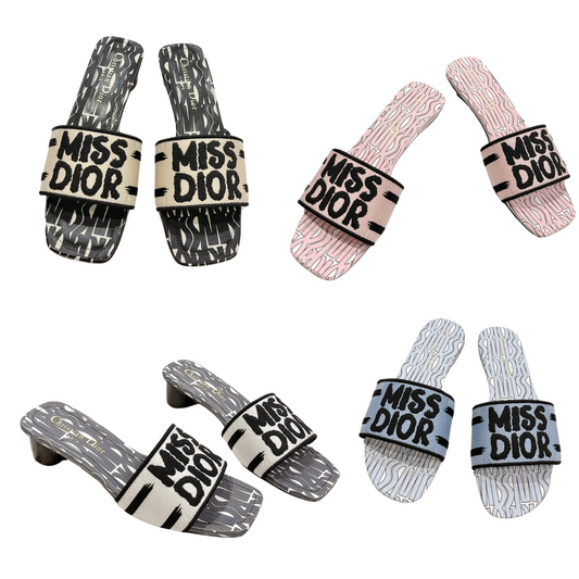 CD 25 Mid Heel Mules Cotton Fabric 241433