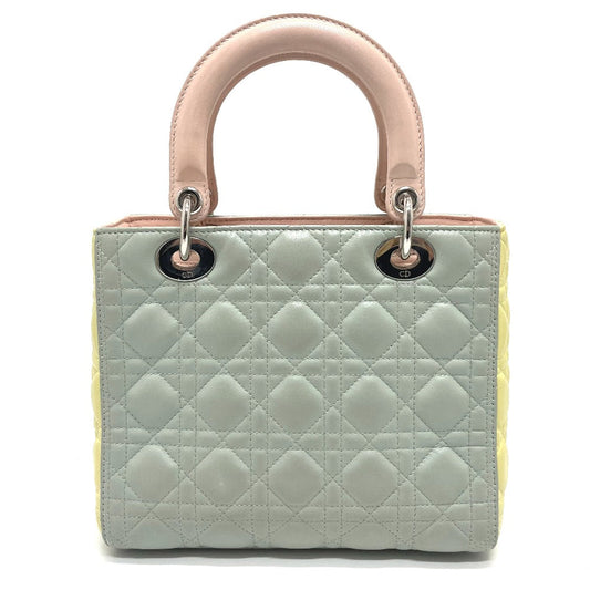 Dior Handbag leather blue x yellow x pink Canage Lady Dior Women