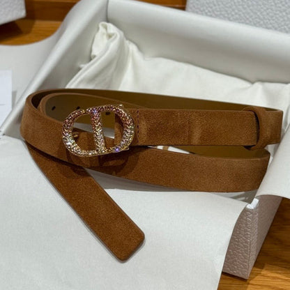 Dior 2026 Rhinestone CD Buckle Belt 20mm Suede 193831