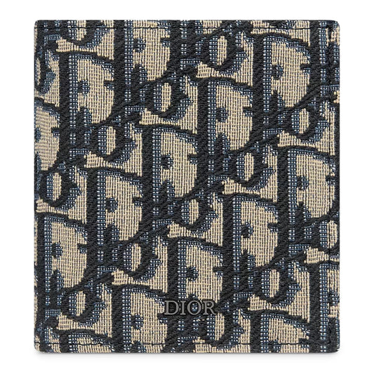 Dior Oblique Jacquard Beige and Black Vertical Bifold Wallet