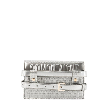 DIOR - Montaigne Pouch handbag in silver micro cannage leather