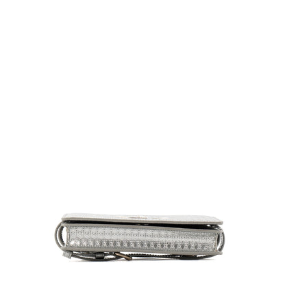 DIOR - Montaigne Pouch handbag in silver micro cannage leather