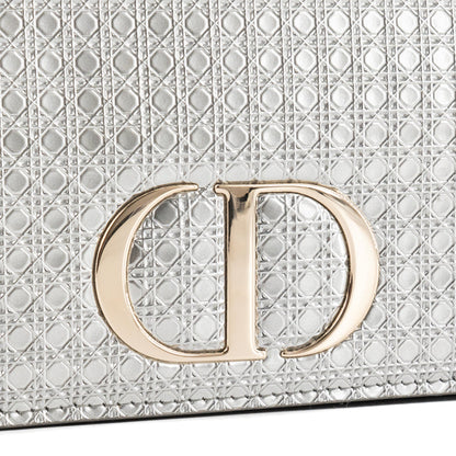 DIOR - Montaigne Pouch handbag in silver micro cannage leather