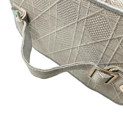 Christian Dior Cannage Vanity Handbag Logo Canvas Gray
