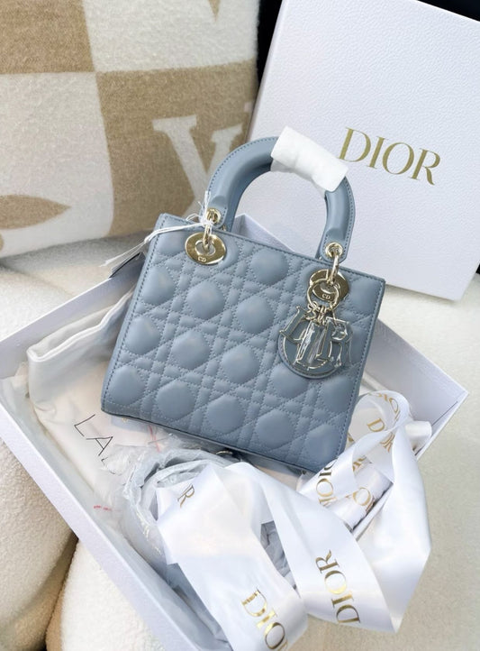 Dior haze blue five-grid Diana bag