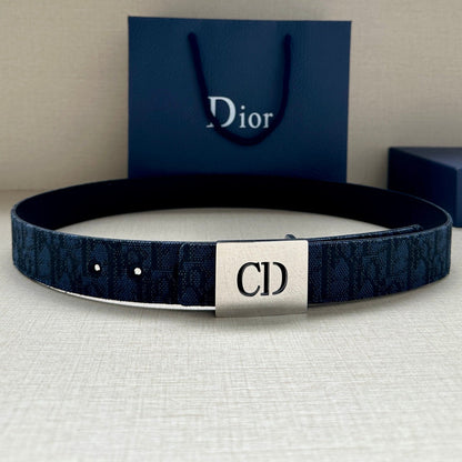 Dior 2026 Oblique Reversible Belt 35mm Canvas Leather