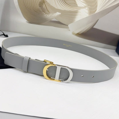 Dior 2026 Two-Tone Buckle Belt 30mm Leather 186129