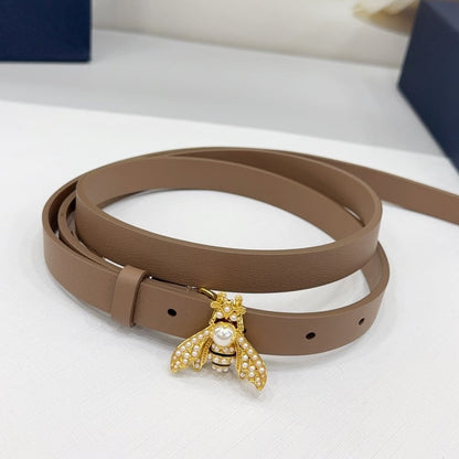 Dior 2026 Bee Motif Skinny Belt 17mm Leather 186411