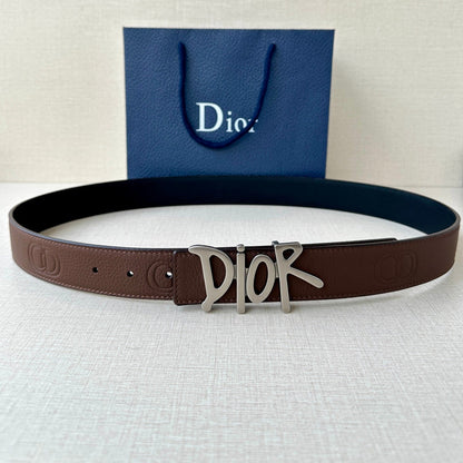 Dior 2026 Shawn Stussy Reversible Belt 35mm Calfskin