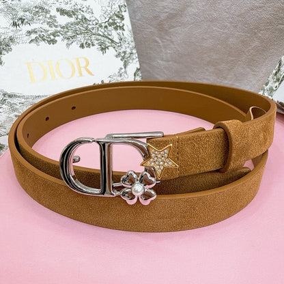 Dior 2026 Lucky Montaigne Star Belt 20mm Suede Calfskin 193836