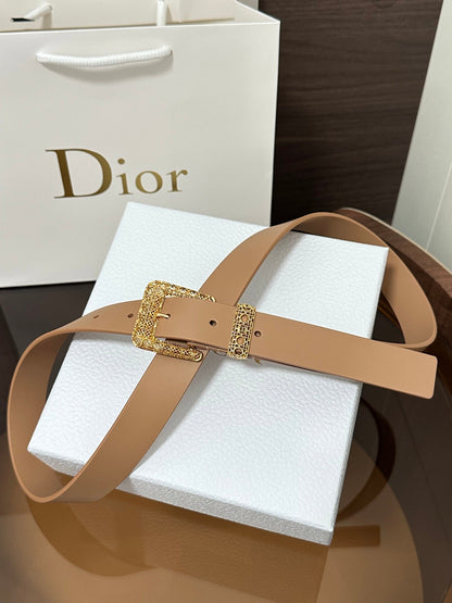 Dior 2026 Cannage Belt 2.5cm Smooth Calfskin