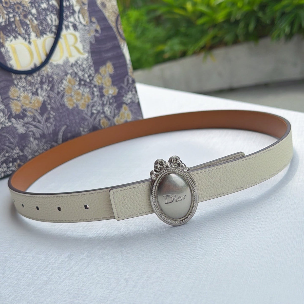Dior Médaillon 4.5cm Belt Buckle 2.5cm Two-tone Calfskin 210914