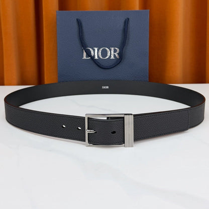 Dior 2026 Square Buckle Belt 35mm Grained Calfskin