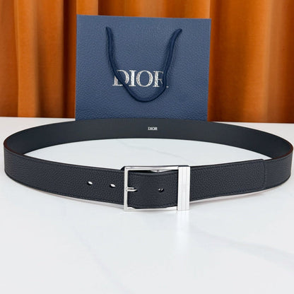 Dior 2026 Square Buckle Belt 35mm Grained Calfskin