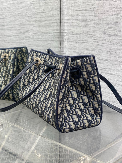 Dior 2026 Small Shopping Bag Blue Beige Canvas Leather 284287