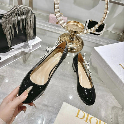 CD 26 Lolita Ballet Flats 30 Black Beige Patent Leather 679729