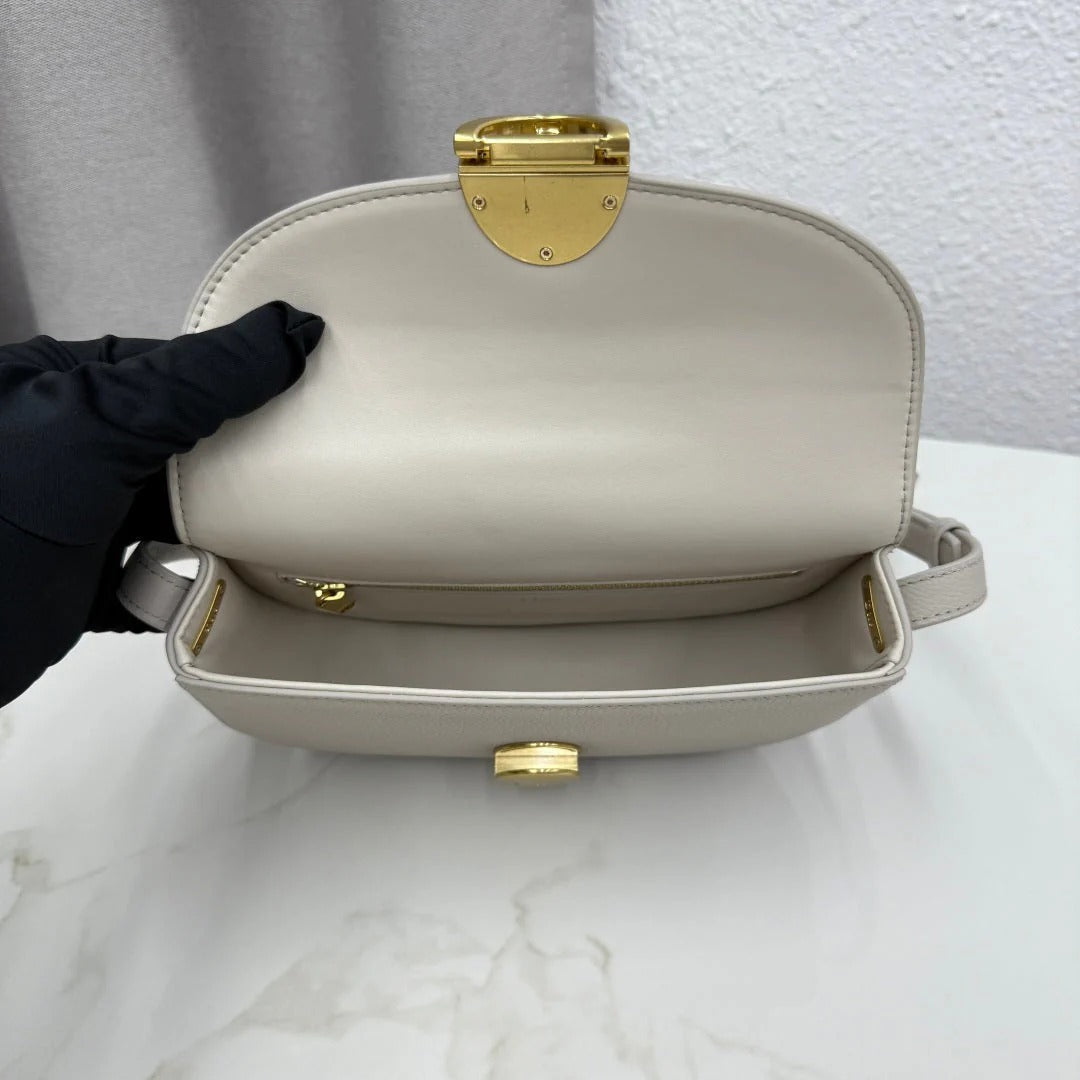 Dior 2026 Médaillon Flap Bag Rock Grey Grained Calfskin
