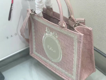 Dioramour Medium Dior Book Tote 36cm with Strap Pink Canvas