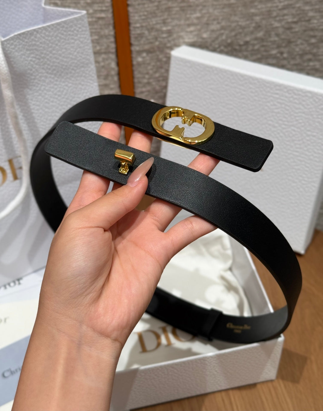 Dior 2026 Montaigne CD Buckle Belt 25mm Black Calfskin