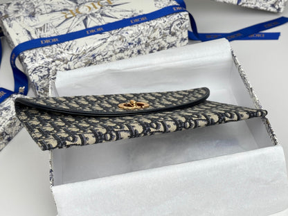 CD 30 Montaigne Avenue Pouch with Flap 30cm Blue Jacquard