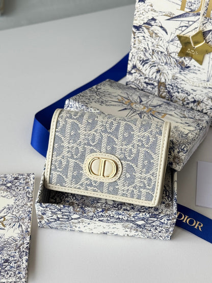 CD 30 Montaigne Glycine Wallet 11cm White Grey Jacquard