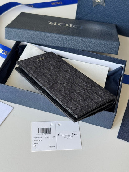 CD Long Vertical Wallet  Black Jacquard Cowhide
