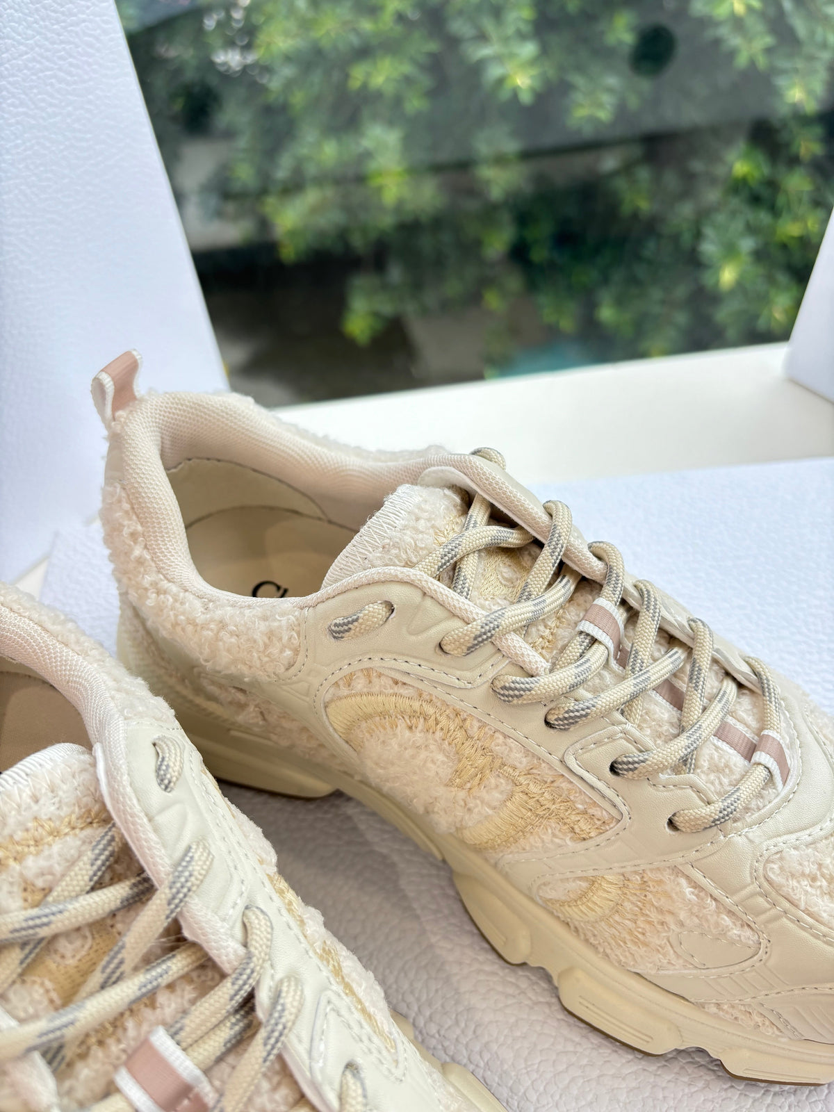 Dior Chrono Sneaker Beige Technical Wool and Leather 506845