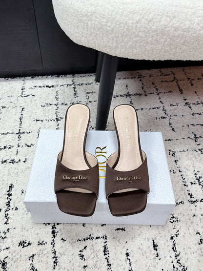 CD Square-Toed Sandal Brown Satin 617520