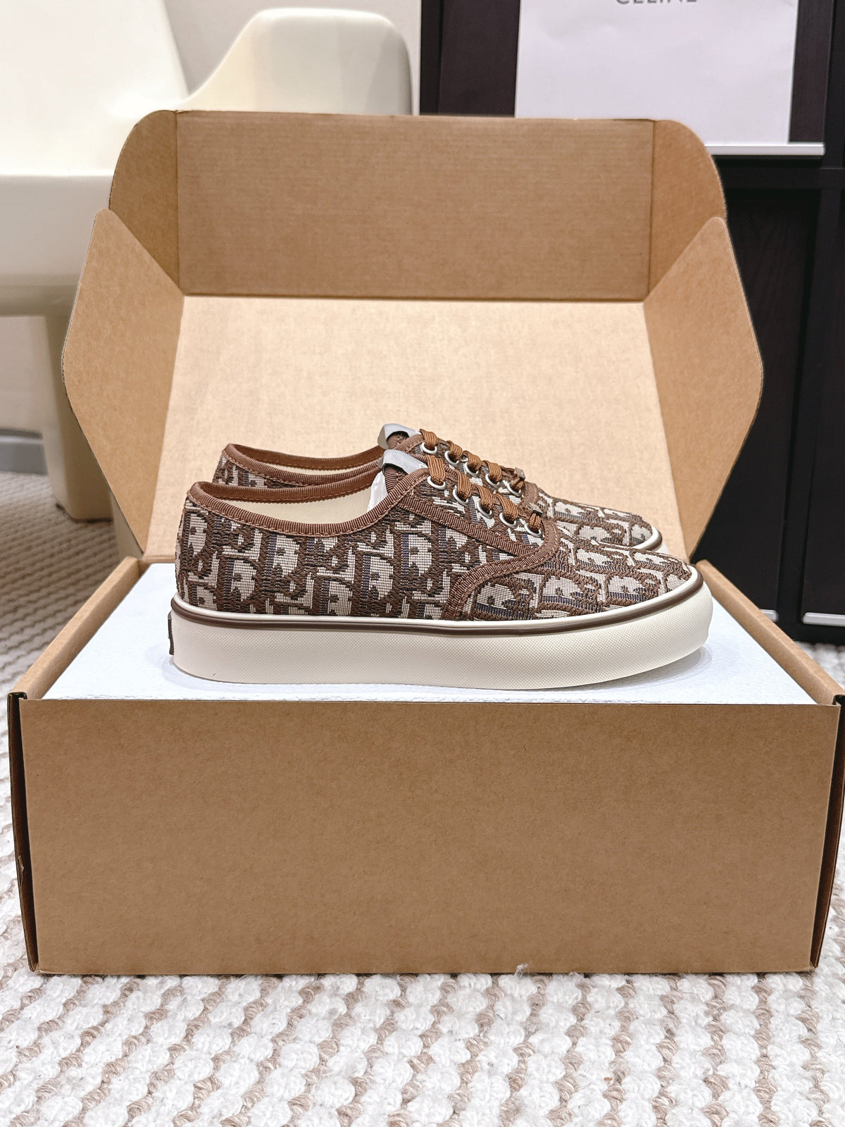 CD Saltwind Sneaker Brown Oblique Jacquard Cotton 632434